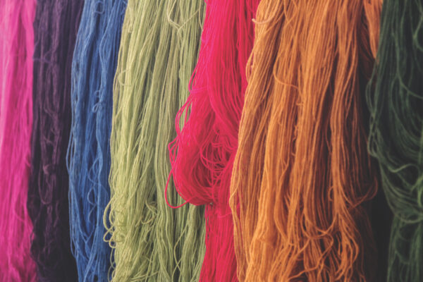 colored alpaca wool yarn, close up in peru, arequipa